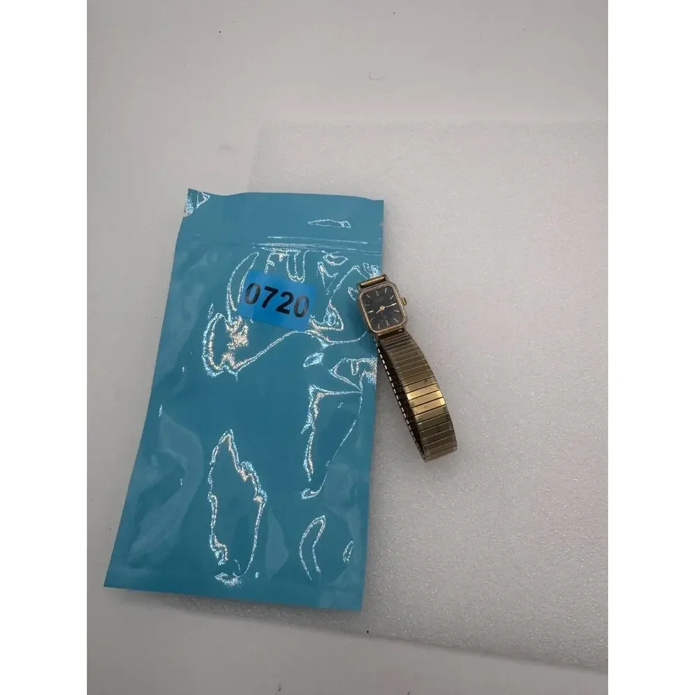 Citizen CQ Watch Women 17mm Black Dial Gold Tone Rectangle 3220-T15642 New Batt